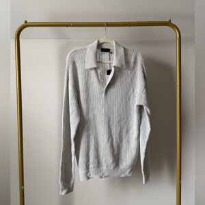 Roberto Collina Gray Knit Sheer Polo Sweater